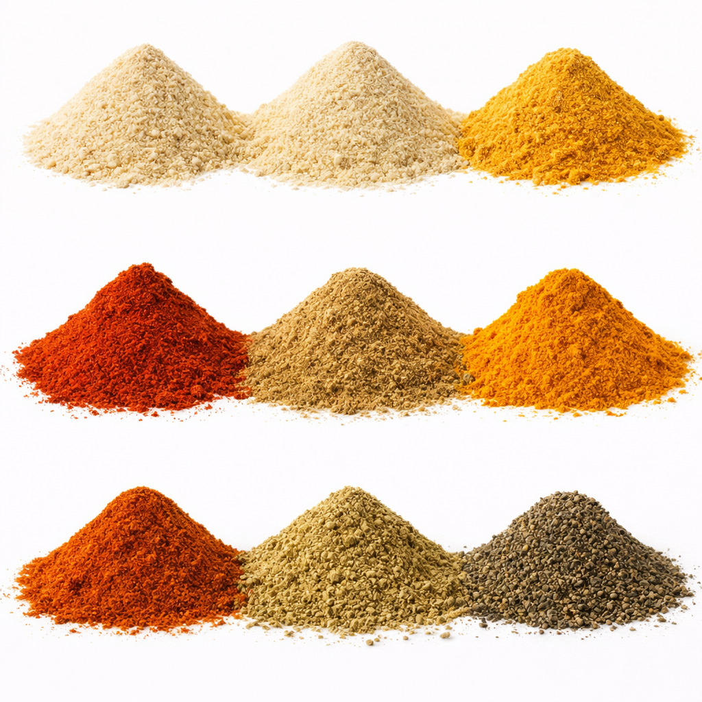 Spices and dried food products for export trade